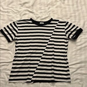 Saint Laurent Paris Hedi Slimane Striped Asymmetric T-Shirt